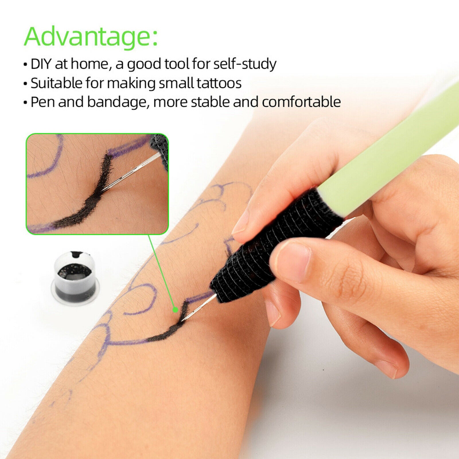 Needles and Poke Tattoo Tool Kit - Clean & Safe Hand Poke Tattoos - DIY Tattoo