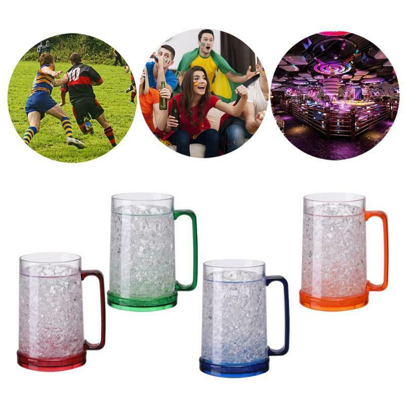 Freezer Ice Beer Mug Double Wall Gel Frosty Beer Cup Drinking Glasses Wine Cup