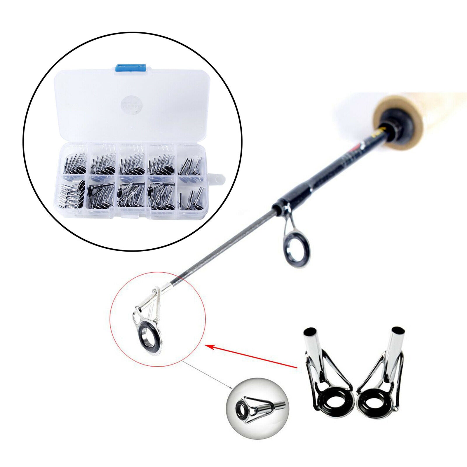 Fishing Rod Guide Tips Top Ring Rings Set for Freshwater Fishing 6 Sizes