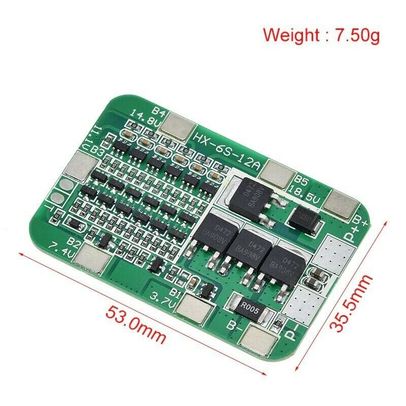 6S 12A 3.7V Bms Lithium Ion Lithium Polymer Protection Pcb Board 18650 Battery