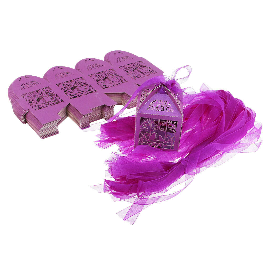 Hollow Bird Love Heart Candy Boxes Sweets Wedding Gifts Boxes with Ribbon B