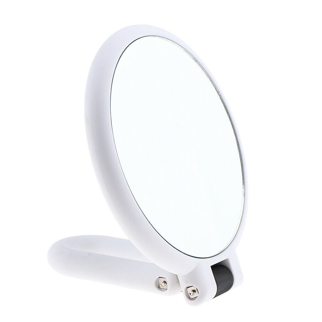 Folding Double Side Mirror Makeup Mirror with 15X Magnifying White Round