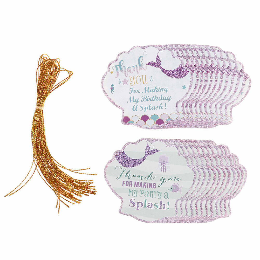 24pcs Thank You Tags Mermaid Shell Tags with String Gift Box Packaging Lab.l8