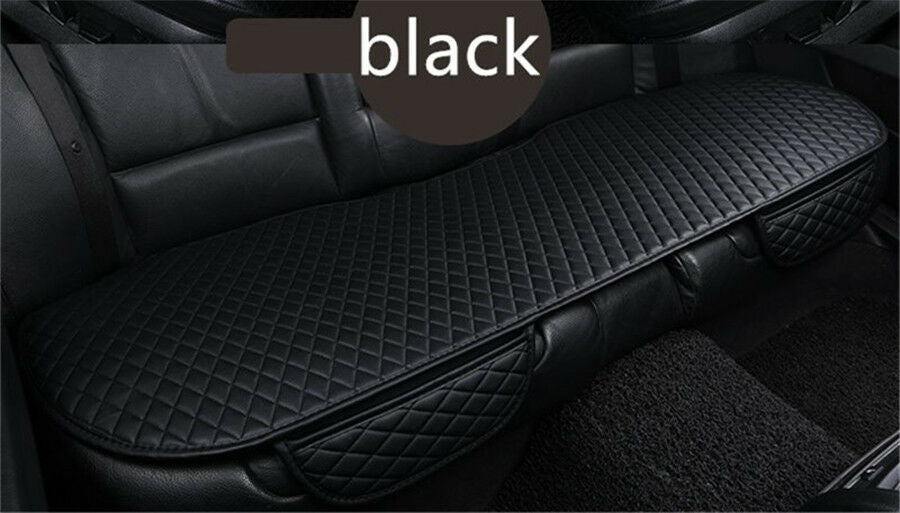 Pu Leather Black Car Rear Row Seat Pad wtih Side Pocket Anti Skid Buckle Fixed