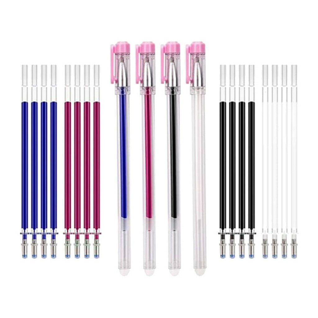 4Pcs Set Heat Erasable Fabric Marking Pens, 4 Heat Erase Empty Pens + 20 Refills