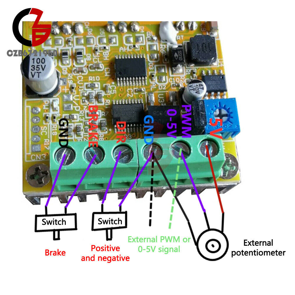 DC6.5-50V 380W BLDC 3 Phase DC Brushless Motor Driver Board PWM Signal input