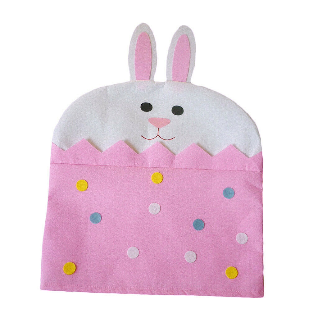 1 Pair Folds In Dining Chair Back Cover 20x27 Inch For Easter Day Pink Bunny