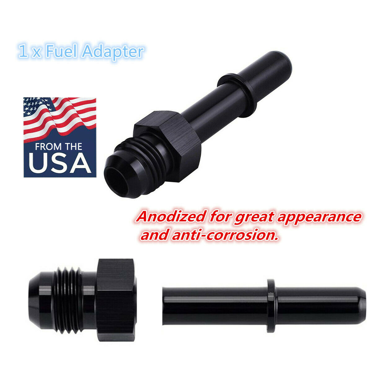 1PC -6AN AN6 Quick Connect Straight Fuel Adapter Fitting To 3/8 Male Aluminum
