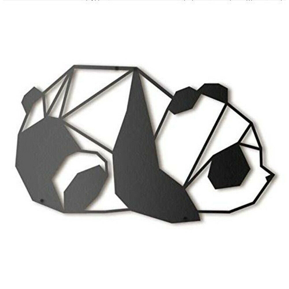 Panda Metal Wall Art Hanging Decoration Geometric Black Animal Home Ornaments