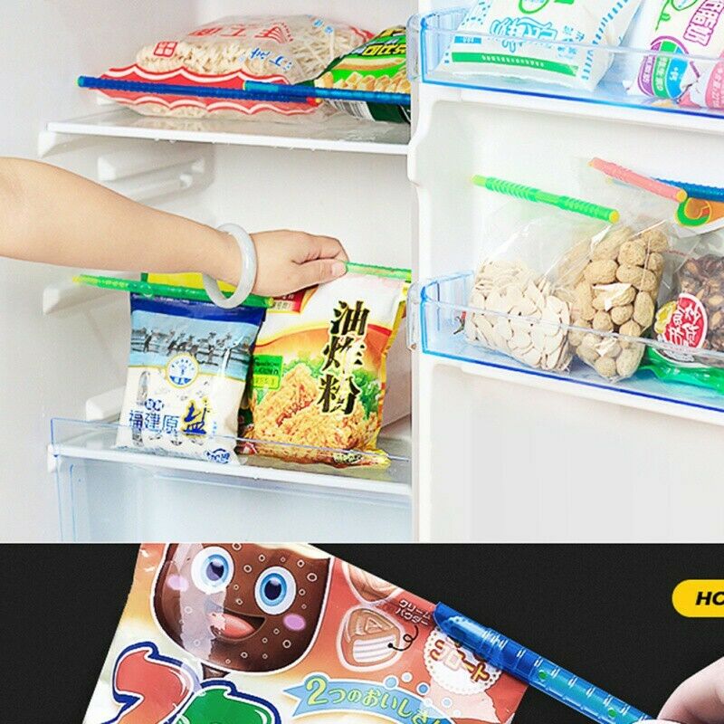 8PCS Useful Plastic Bag Clip Seal Stick Storage Bar Storage Bag Sealer ClampFSJ