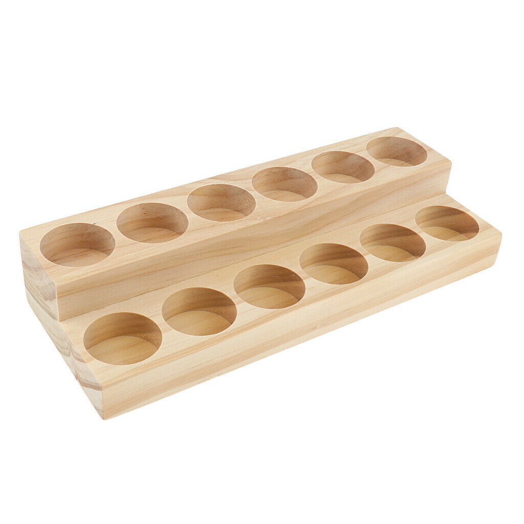 4 Pieces Wood Essential Oil Displaying Rack 2 Tiers Organizer 12 Compartment