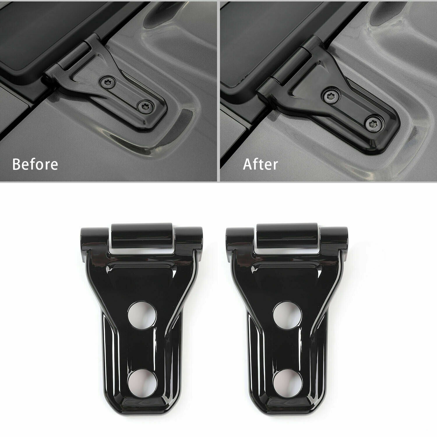 2Pcs Engine Hood Hinge Cover Trim Accessories Black For Jeep Wrangler JL 2018