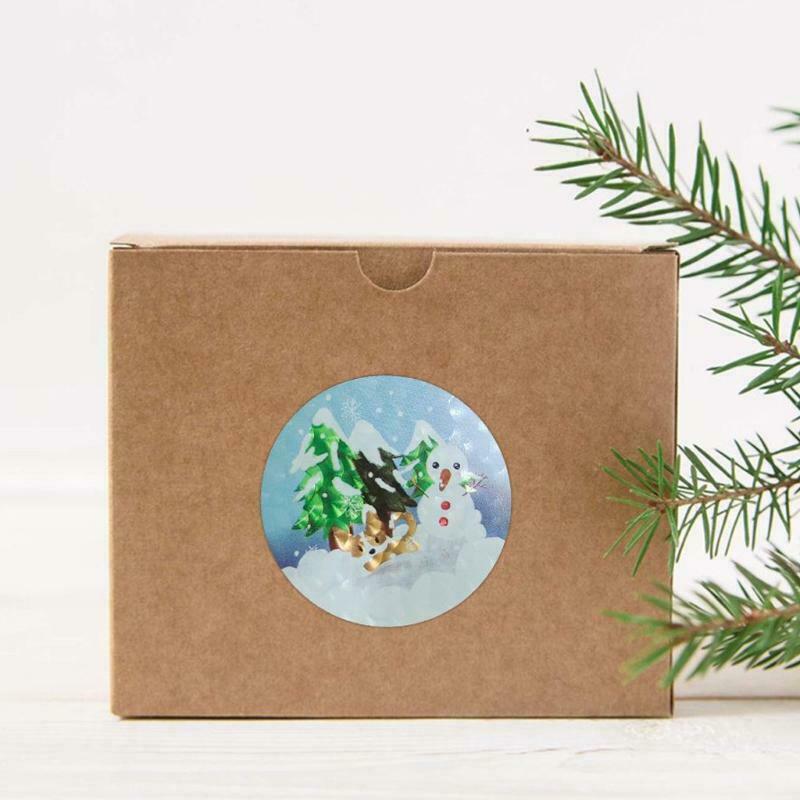 250 Pcs Round Glitter Christmas Label Stickers Present Package Decor Craft