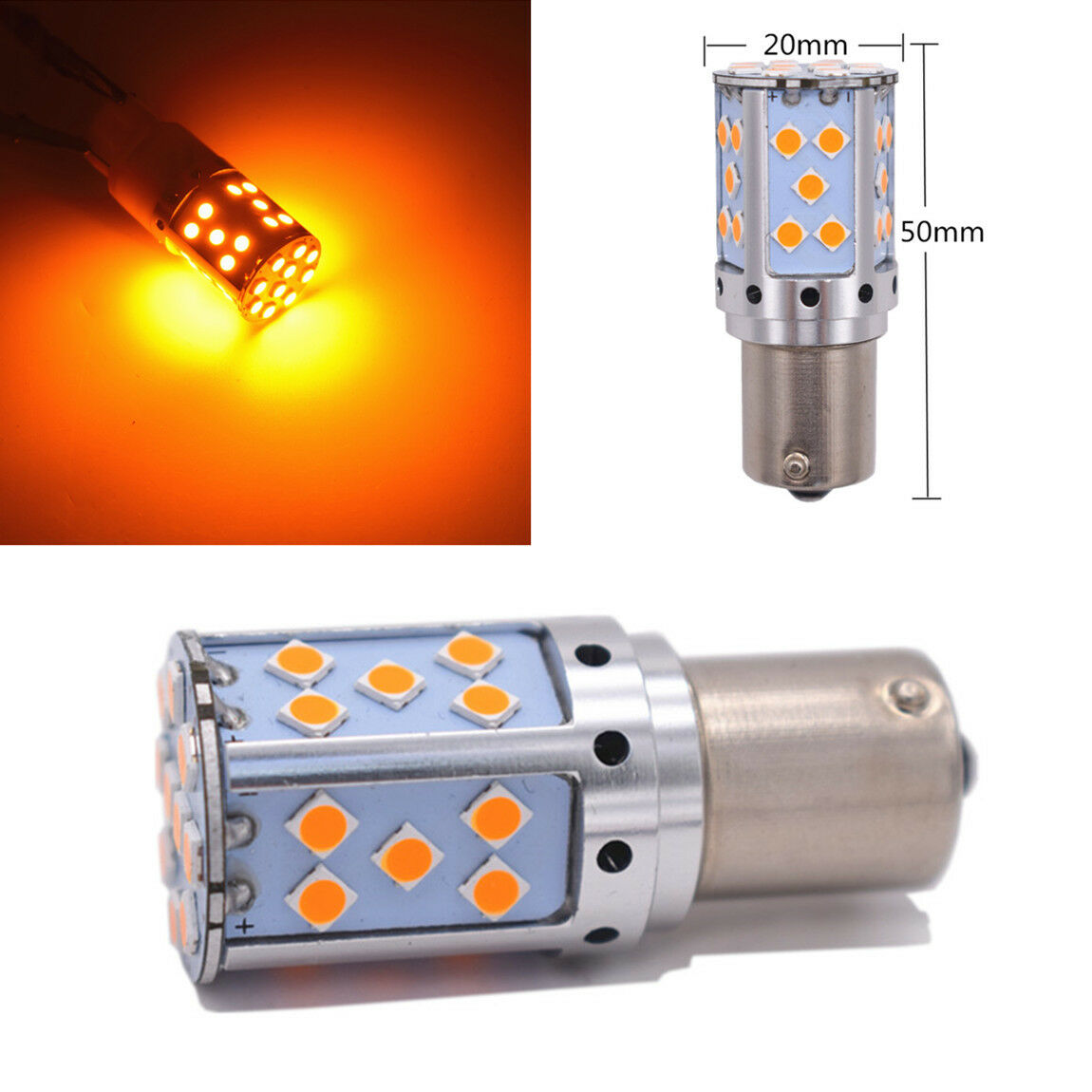 2Pcs 21W High Power Amber BAU15S 7507 PY21W LED Bulbs For Car Turn Signal Lights