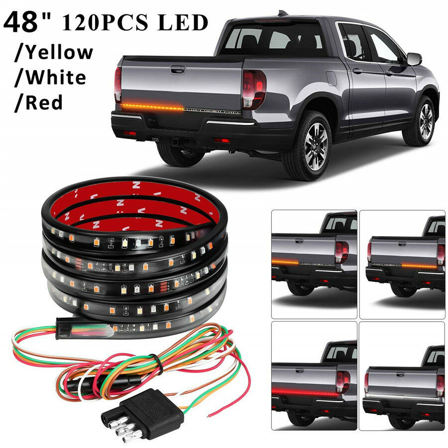 48" 120 LED Strip Tailgate White DRL Reverse Red Brake Yellow Turn Signal Light