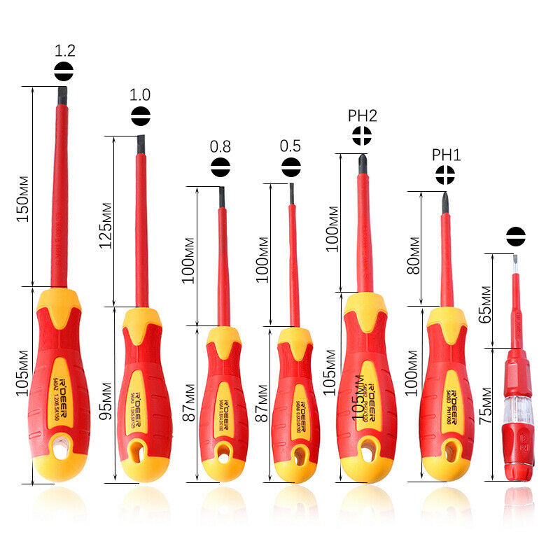 7pcs Insulated Screw Set Phillips FlatBlade Screwdriver Household Multi-Function