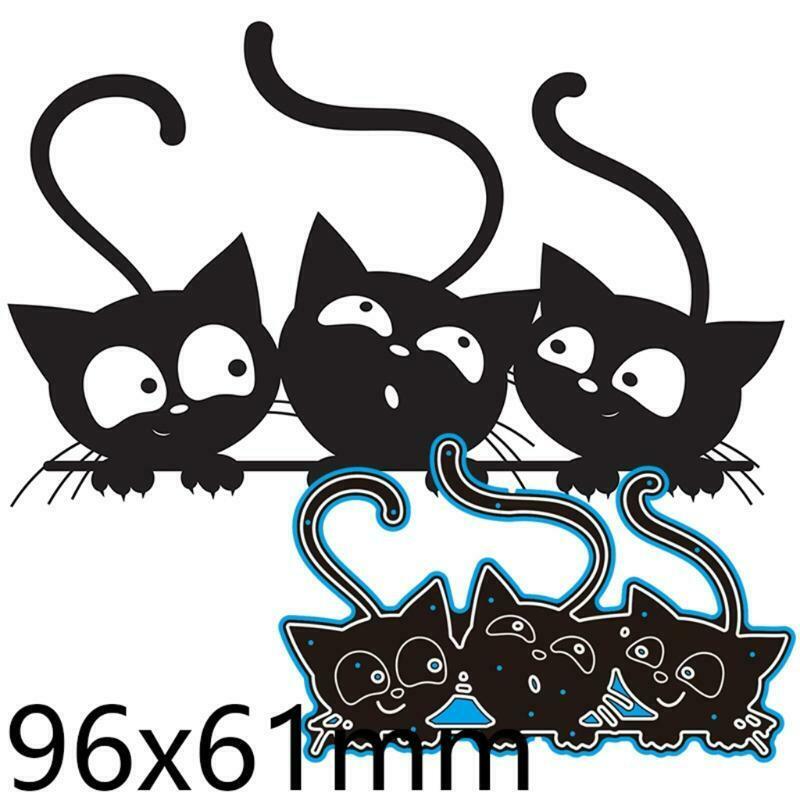3 Cartoon Cats Carbon Steel Cutting Dies DIY Scrapbooking Photo Album Embossing