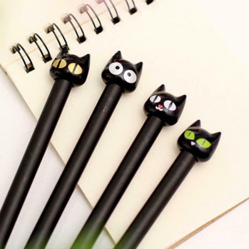 4 Pcs Novelty Black Gel Ink Pen Black Refillable Gel Pen 0.38mm Universal Refill
