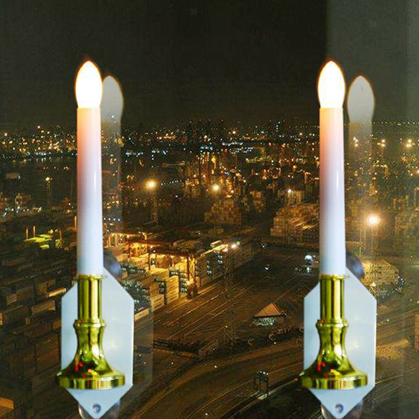 LED Flameless Taper Flickering Window Candle Lights Solar Home Yard Decor