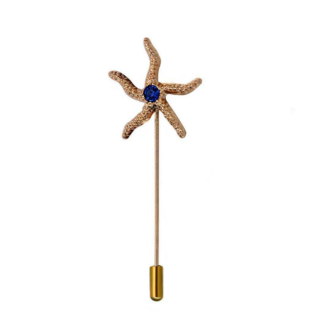 Women Mens Starfish Lapel Stick Pin Brooch Badge for Tie Hat Scarf Accessory