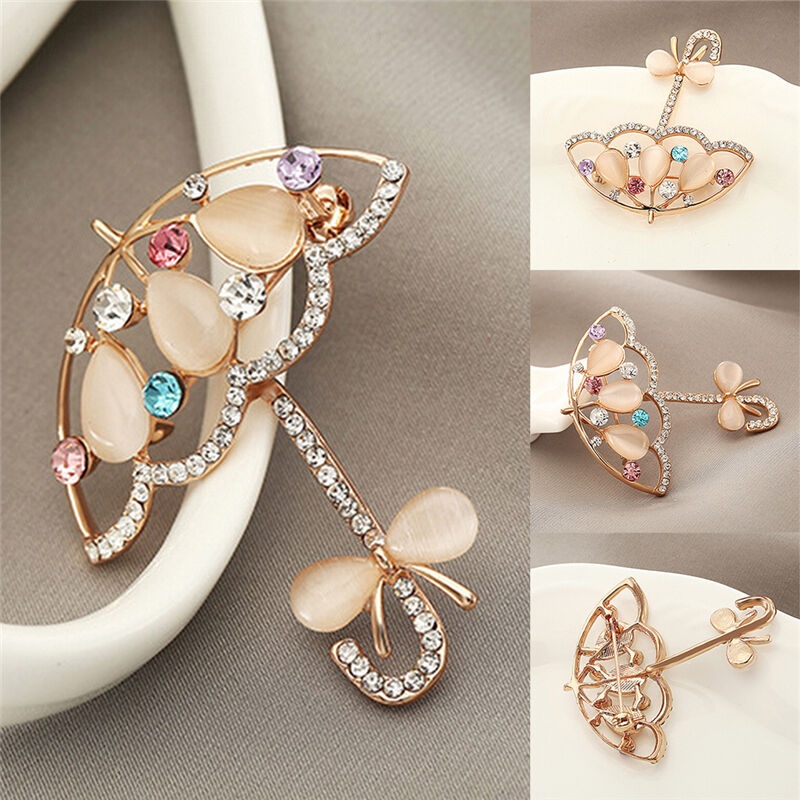 Opal And Rhinestone Umbrella Brooch Pin Cute Korea Style Brooches For Wom.l8