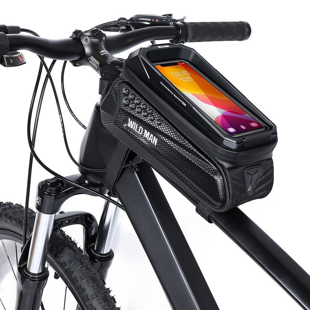 Bike Front Frame Phone Bag Waterproof Touch Screen MTB Road Phone Holder Case @