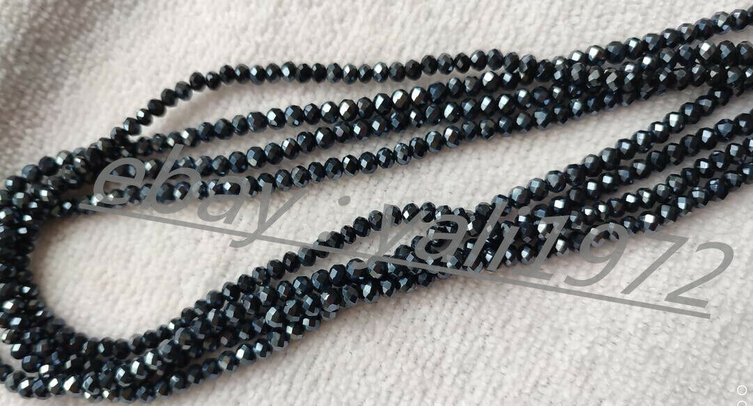Wholesale 595pcs 3x4mm Black Faceted Crystal Rondelle Loose Beads