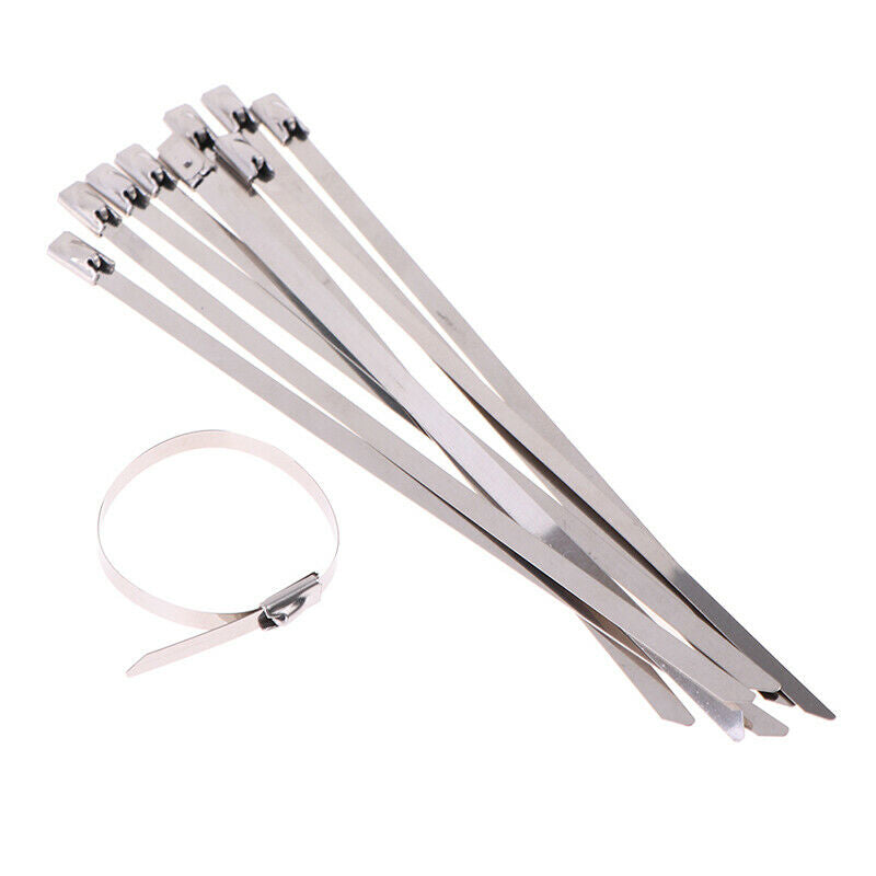 10Pcs Stainless Steel Cable Ties Cable Multi-Purpose Exhaust Wrap Locking T KX