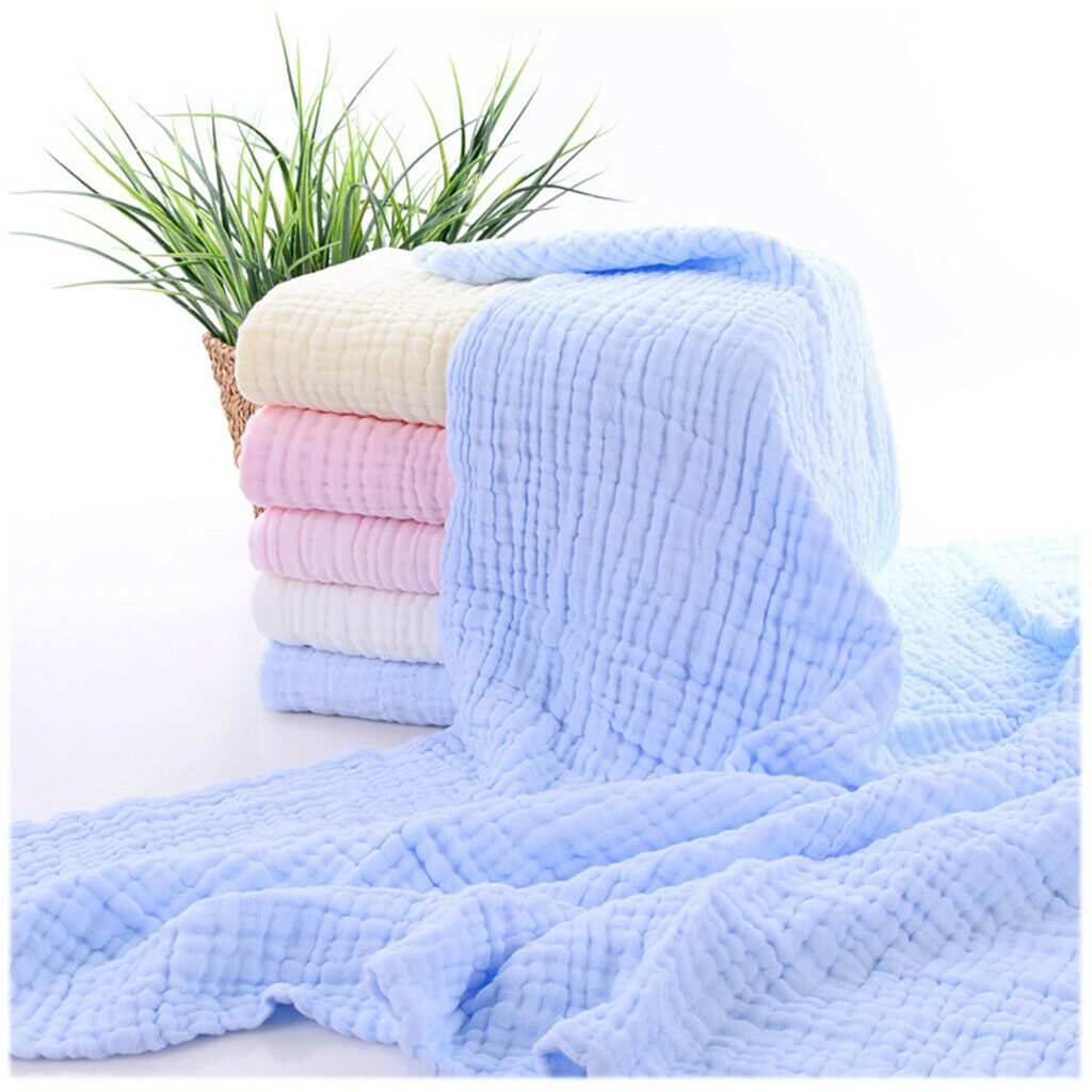 Soft Baby Infant Newborn Cotton Gauze Bath Towel Bathing Cloth Blue
