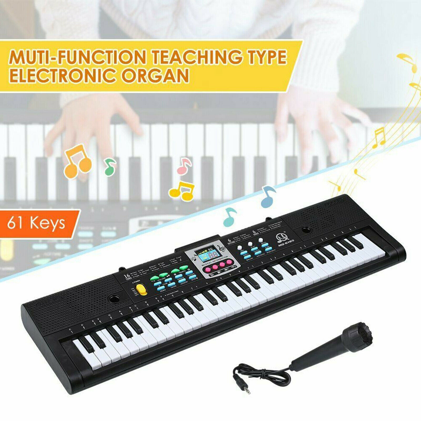 Portable 61-Key USB Keyboard with USB Cable Music Instruments Electric Digital