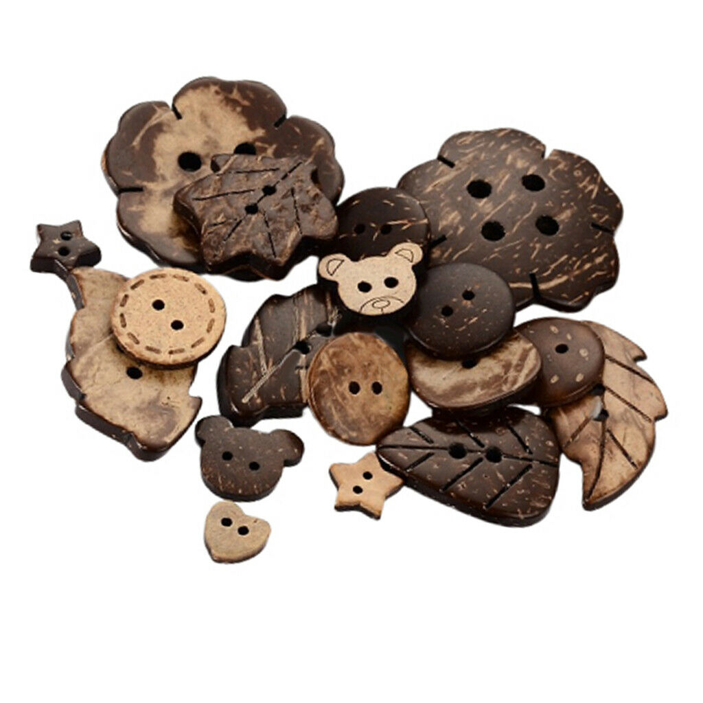 100x Coconut Shell Wood Button Wooden Sewing Decor 2/4 Holes Accessories Lot