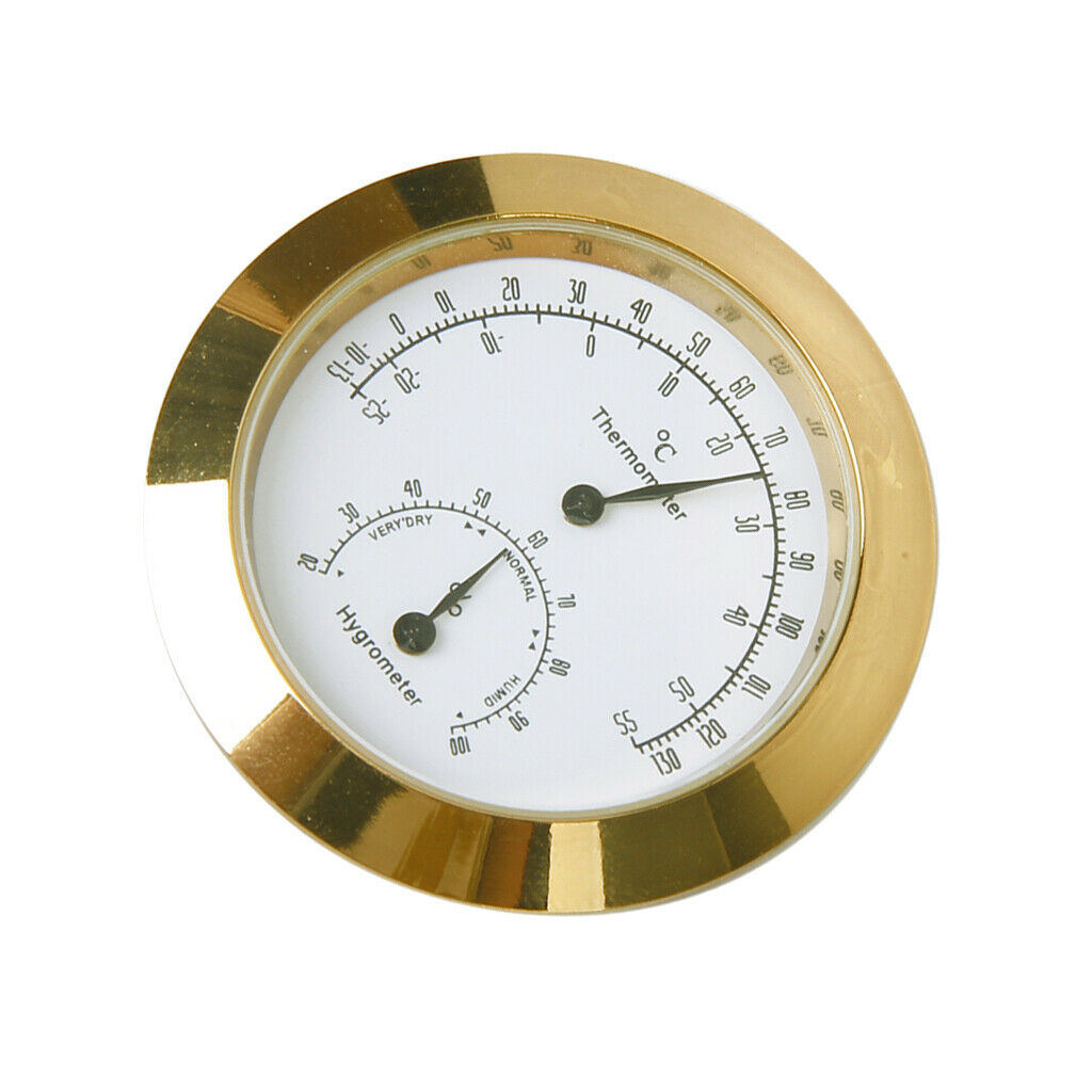 Golden Round Thermometer and Hygrometer for Guitar Violin Case 1pc