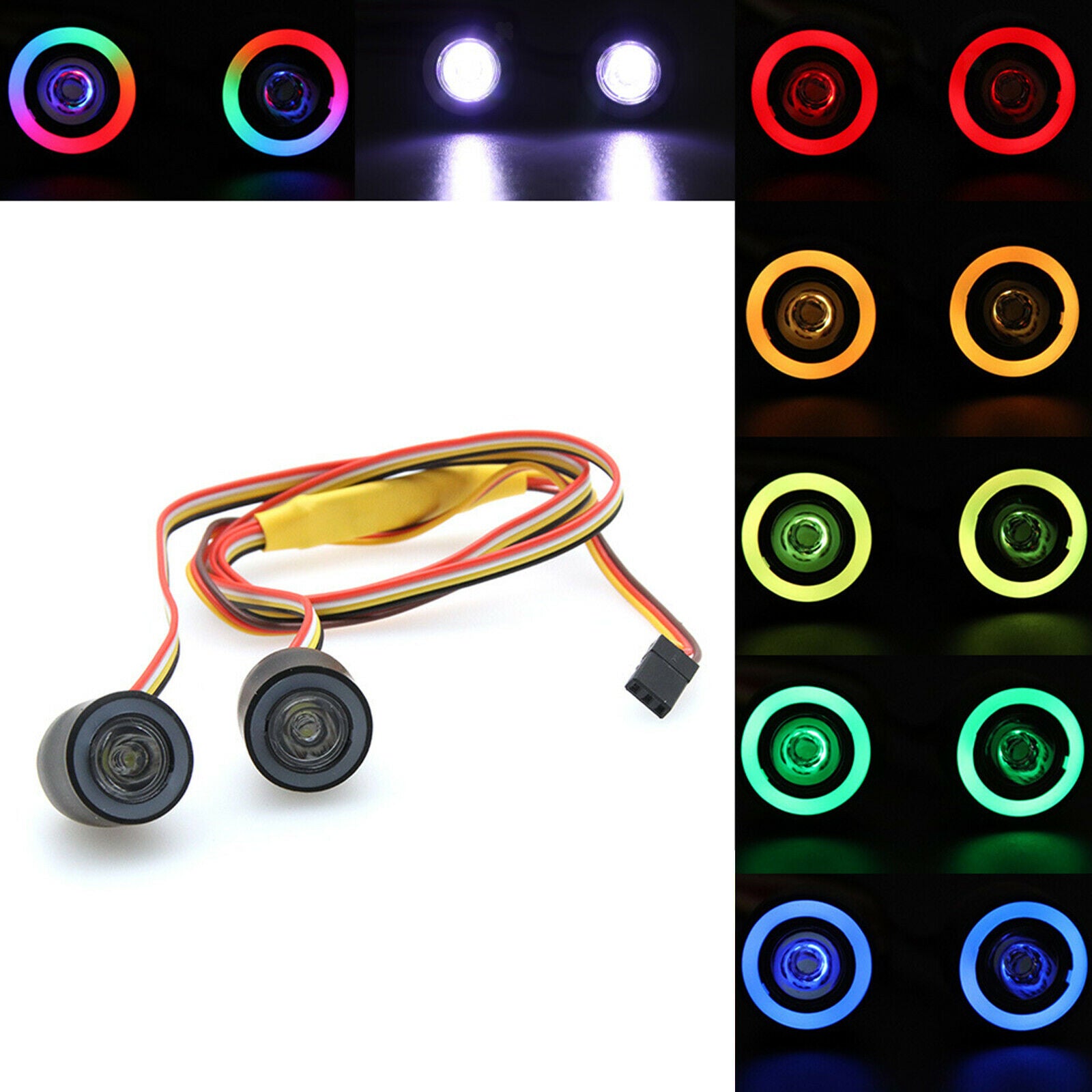 19mm Remote Control Kit Headlights Angel Eyes for 1/10 RC Crawler Cars