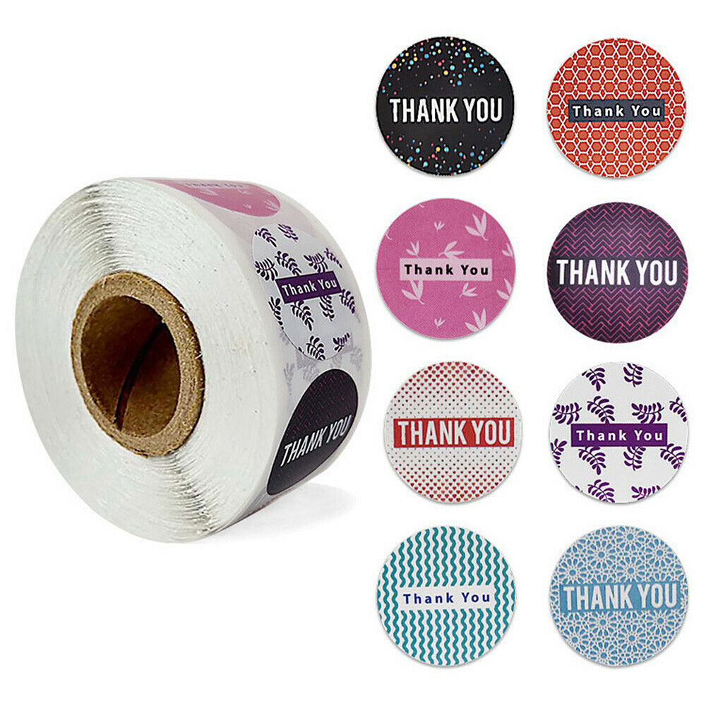 500Pcs/Roll 1'' Thank You Adhesive Stickers Seal Label Scrapbooking Envelope Tag