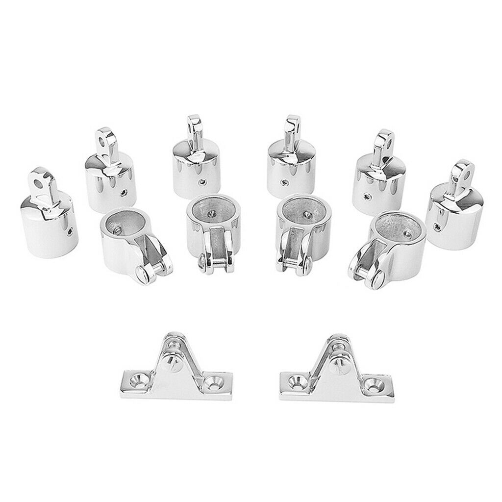 12Pcs/Set 7/8inch 3-Bow Bimini Top Steel Boat Fittings Hardware Set Slide