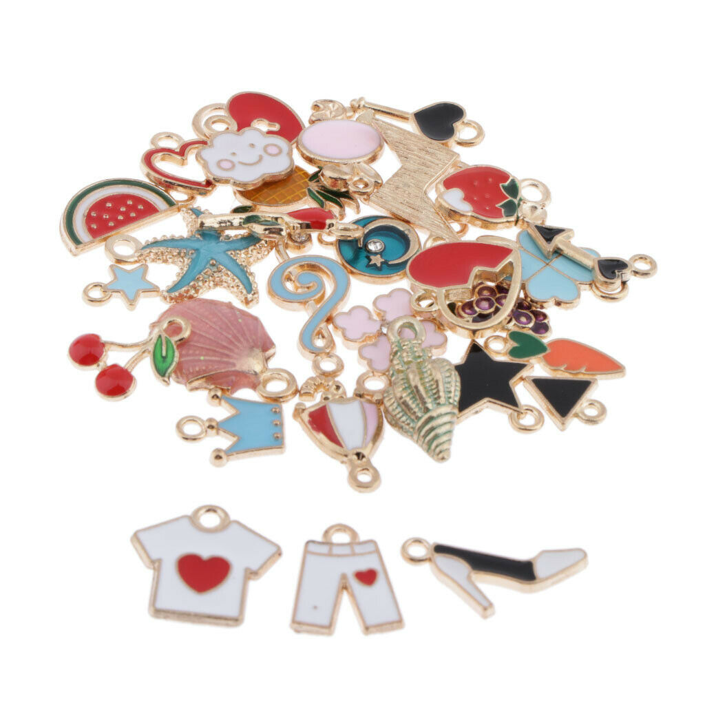 30x Enamel Pendant Assorted Cherry Pendant Charms DIY Jewelry Findings