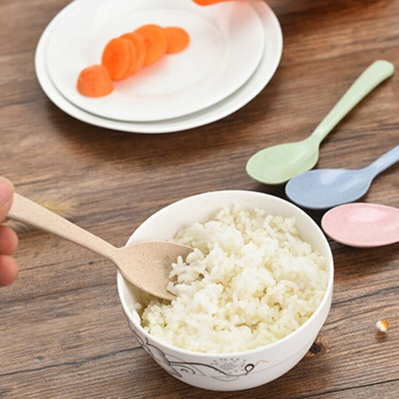 4PCS Colourful Eco-Friendly Wheat Straw Spoons smooth texture wheat straw sp Qx