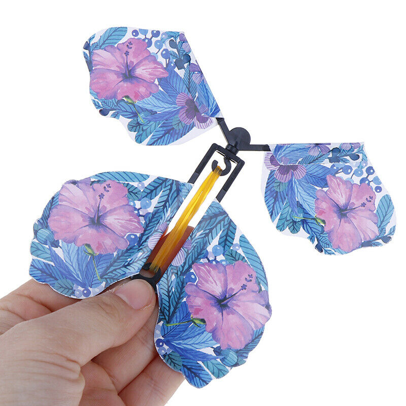 Magic Flying in the Book Butterfly Rubber Band Powered Wind Up Butterfly .l8