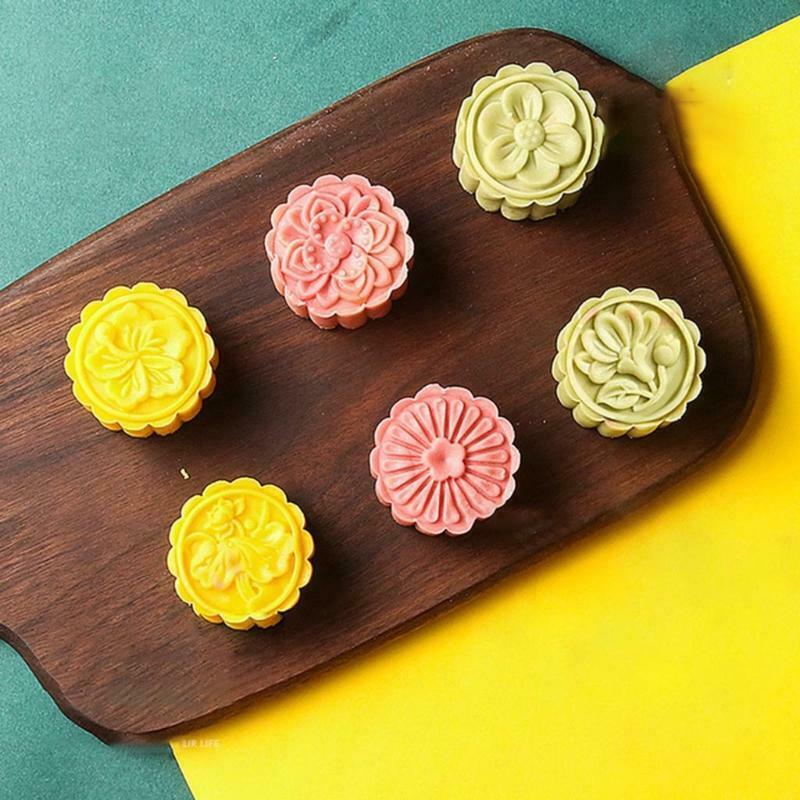 Plastic Mooncake Molds 50g Flowers Stamps Cookie Cutters Moulds DIY Baking Tools