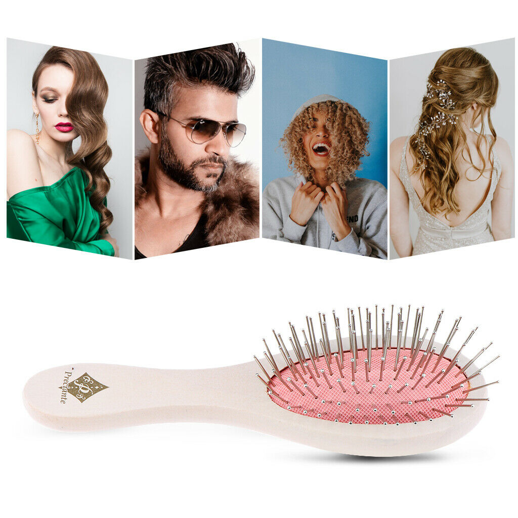 Oval Cushion Hairbrush Anti-Static Detangler Steel Teeth Wet Dry Hair Comb