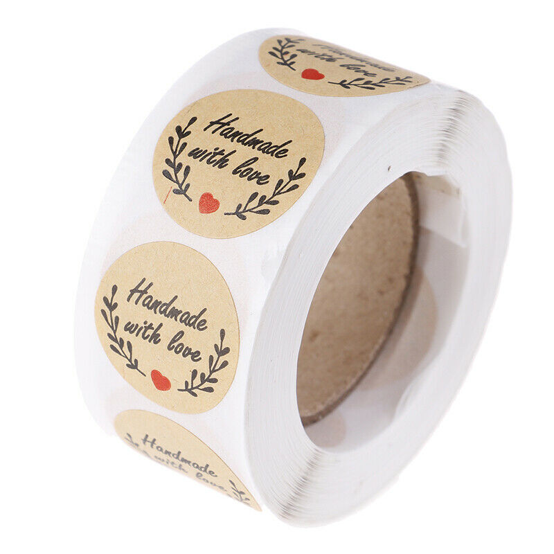 500pcs Round Kraft Handmade With Love Thank you Stickers Seals Party Deco.l8