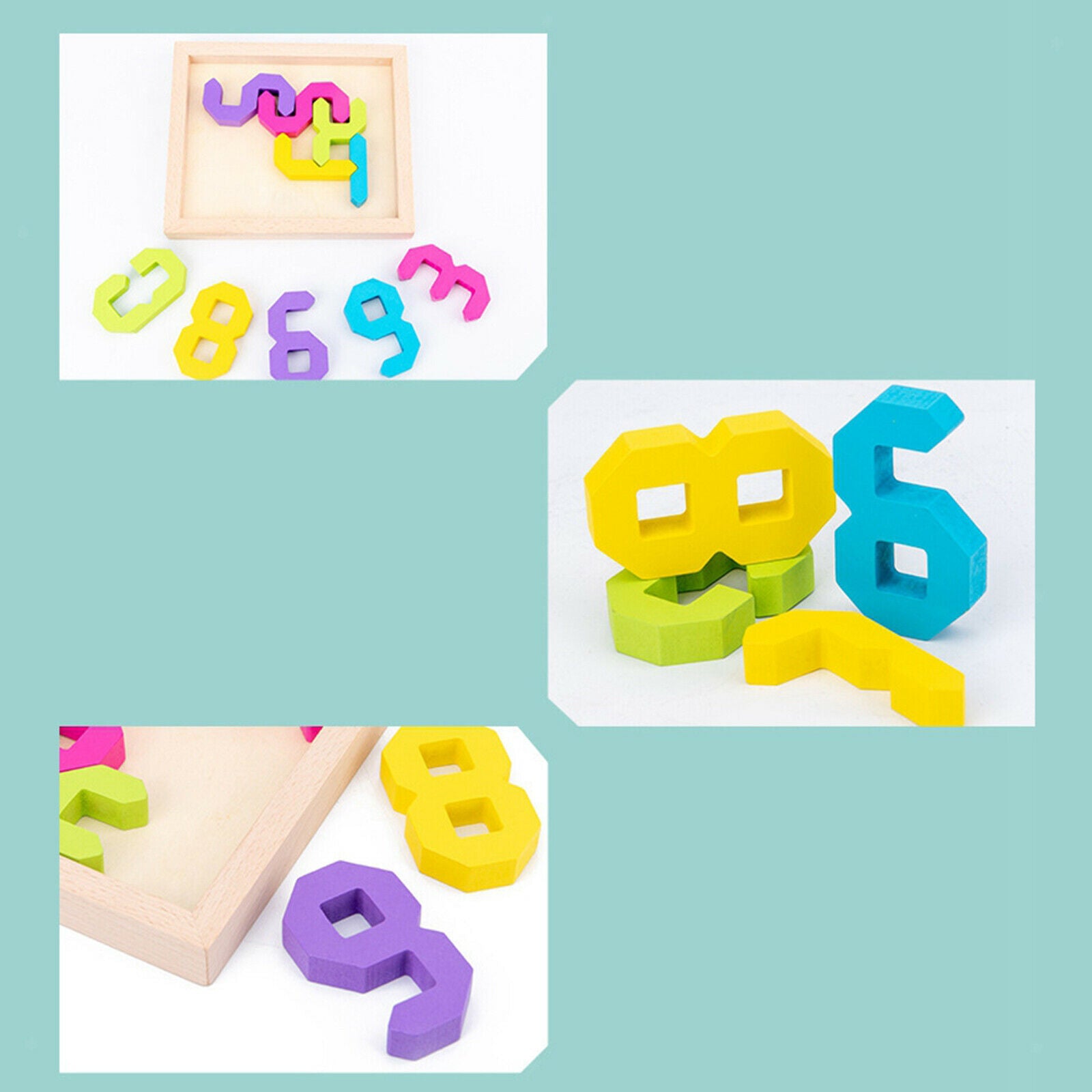 Early Learning Wooden Number Blocks Math Develop Kids' Colors Recognition