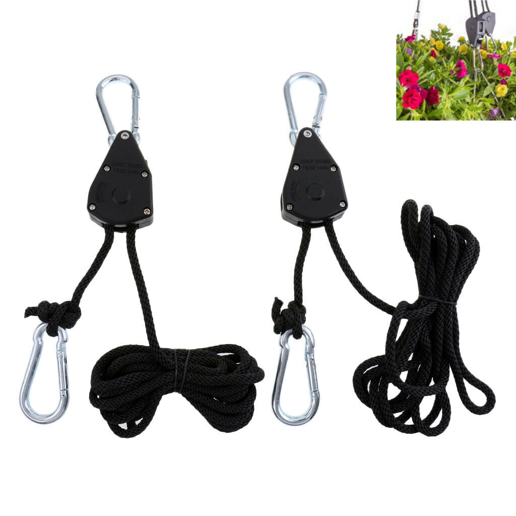 2 Pairs 68KG Capacity Rope Ratchet Hanger for Grow Light Reflector