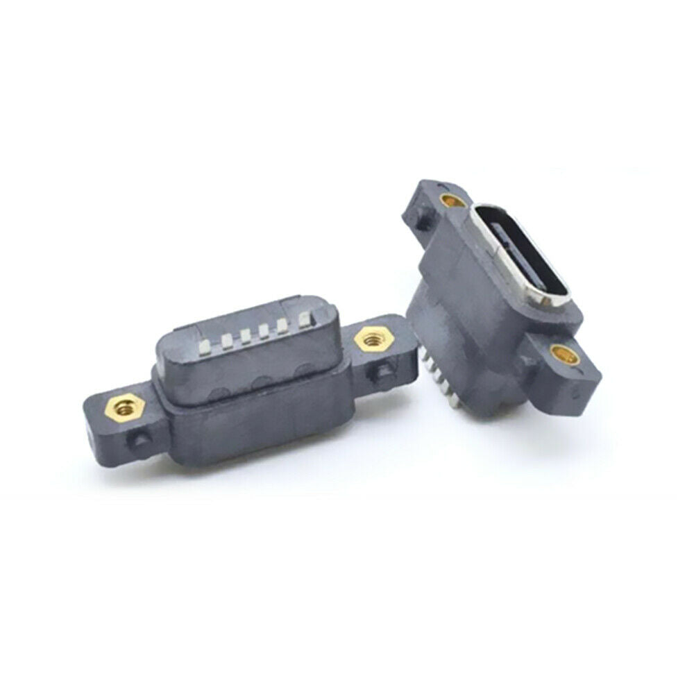 1Pcs USB 3.1 Type-C 6Pin Female Waterproof Female Socket Rubber Ring with Screw