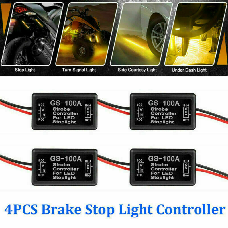 4x GS-100A Flash Strobe Controller Box Flasher Module LED Brake Tail Stop Light