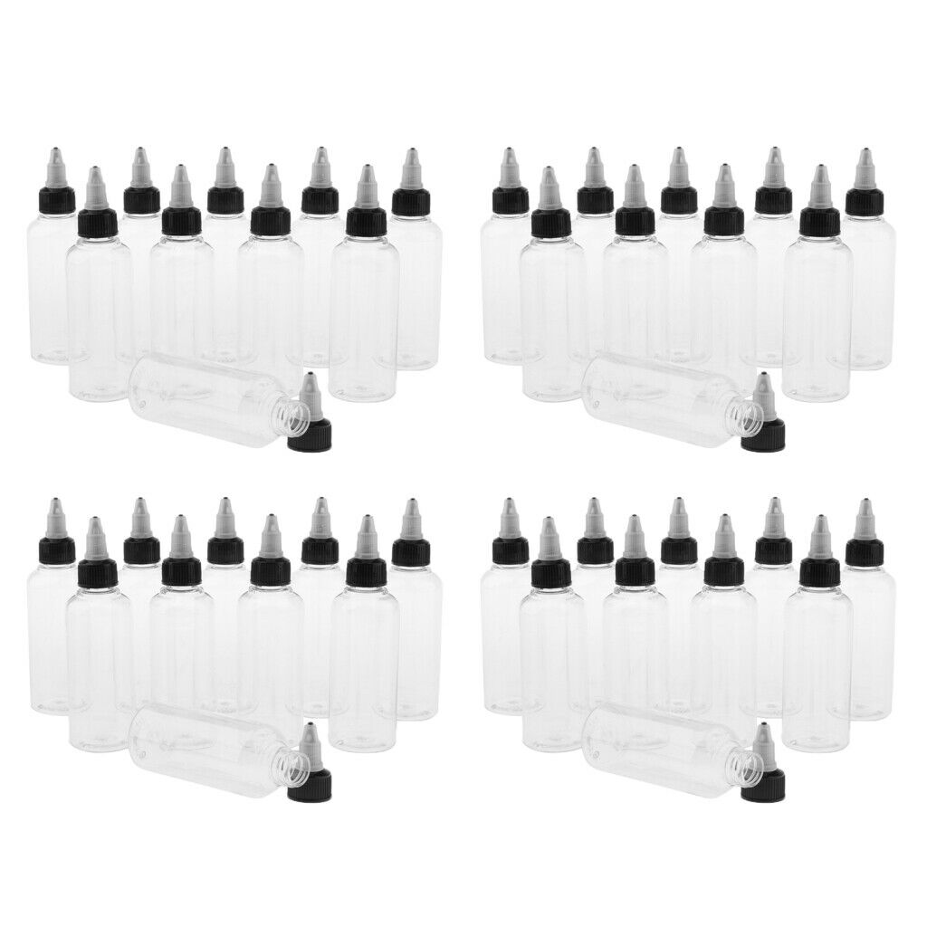 40 Pcs 100ml Clear Plastic Squeeze Bottles with Twist Top Dropper Nozzle Caps