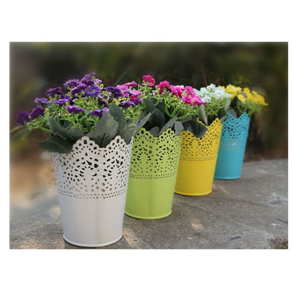2 Pieces French Flower Bucket Display Stand Metal Vase - Handcrafted Decorative