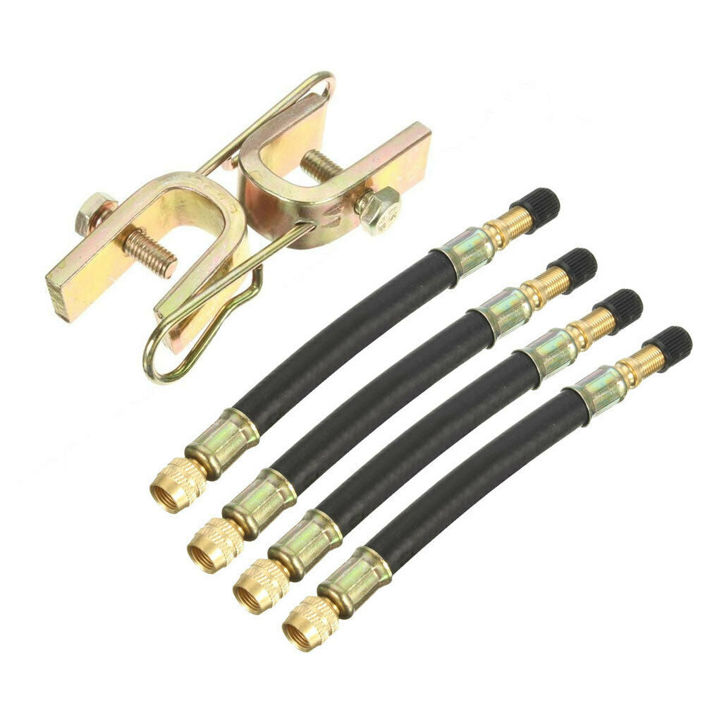 Tyre Valve Extension Twin Wheel Truck Van Lorry Transit Adaptor 140mm+Clamps