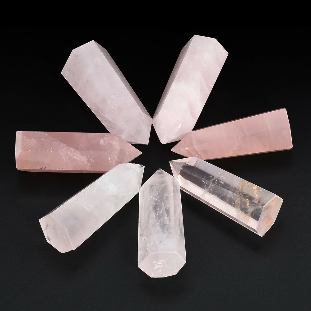 50-60mm Natural Rock Pink Rose Quartz Crystal Wand Point Healing Stone Wholesale
