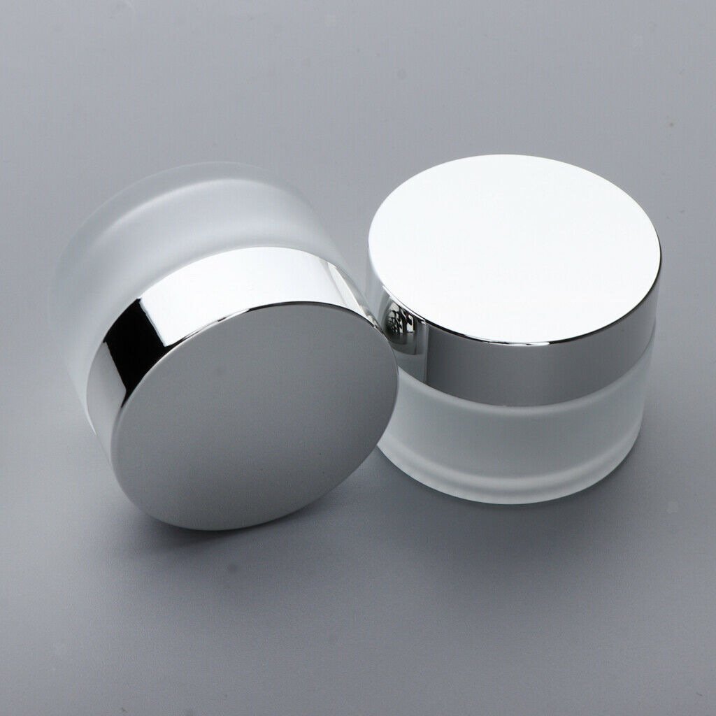 2 Pieces Empty Make Up Jar Sample Can Frosted Translucent Glass Container - 30g